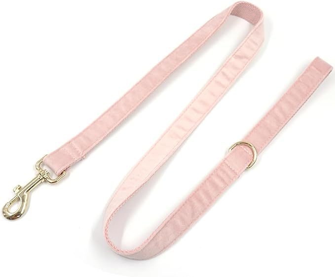 PETDURO Custom Dog Collar Personalized with Name Engraved Quick Release Rose Gold Metal Buckle for Large Medium Small Girl Dogs - Dog Leash and Bow Tie Available - Soft Comfy Velvet (Pink, M)