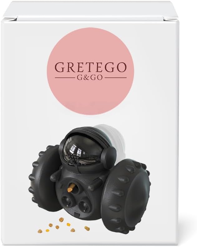 GRETEGO G&GO Dog/Cat Interactive Slow Feeder Puzzle Toy, Cognitive Dog Toys, Dog Treat Dispenser Toy, Interactive Pets Toys for Indoor, Treat Dispensing Dog Toys, Slow Eating Dog Bowl (Black)