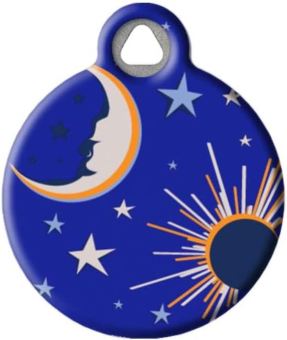Dog Tag Art Starry Night Lupine Pattern Personalized Pet ID Tag for Dogs and Cats, Silent Polymer Coated Stainless Steel Nametag with Customized Identification Information - Small .875" Diameter