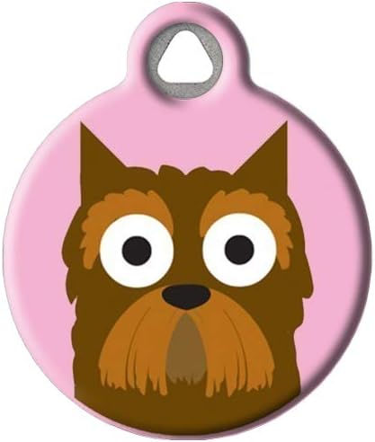 Dog Tag Art Yorkshire Terrier Girl Personalized Pet ID Tag for Dogs, Silent Polymer Coated Yorkie Nametag with Customized Identification Information - Small .875" Diameter