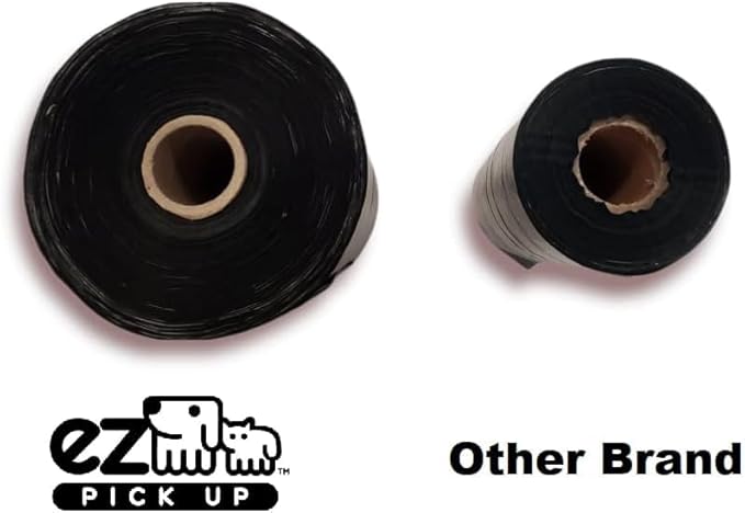 EZ Pick Up 1000 Count Dog Waste Poop Bags, Unscented Single Roll, Heavy Duty, Improved Thickness (Black - 1000ct)