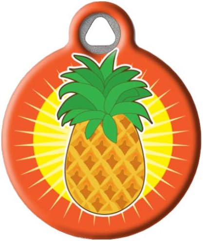 Dog Tag Art Food-Themed Custom Pet ID Tags for Dogs and Cats, Personalized Dog Tags with Customized Identification Informatio - Pineapple Sun - Large