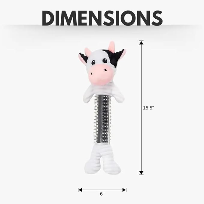Country Living Black and White Cow Corduroy Squeaker Dog Chew Toy – Plush Dog Toy in Thermoplastic Rubber for Engaging Play and Cuddles