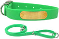 Regal Dog Products Small Light Green with Custom Engraved Waterproof Dog Collar and Leash Set | Waterproof Dog Collar with Double Buckle & D Ring - 5'ft Leash | Matching Dog Collar and Leash for Dogs