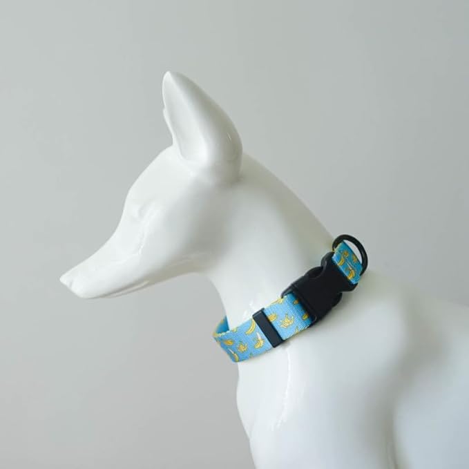 Dog Collars for Small Dogs - Safety Buckle Durable Plastic Light-Weight, Soft Adjustable Girl Boy Dogs Collar for Small Dog Collar with Fruits Patterns (Banana, S)