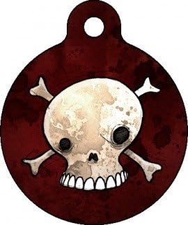 Dog Tag Art Cat or Dog Tag, Personalized Name Tag for Pets (Skull and Crossbones)-Large