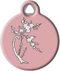 Dog Tag Art Cute Flower Custom Pet ID Tag for Dogs and Cats, Personalized Dog Tag with Customized Identification Information, Zen Cherry Blossom, Small (7/8" Diameter)