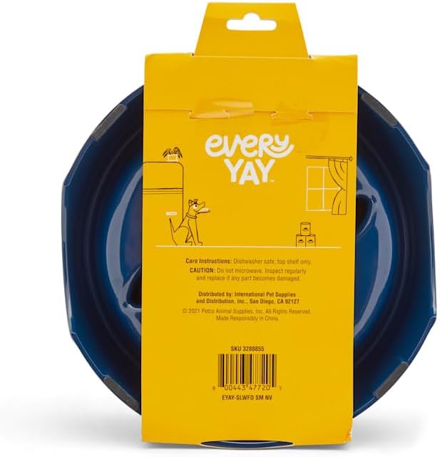 EveryYay by Petco Take it Slow Navy Plastic Slow Feeder Dog Bowl Small