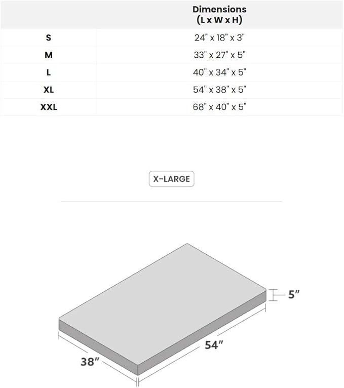 K9 Ballistics Tough Ripstop Orthopedic Rectangle Dog Bed Removable Washable Cover, Solid Orthopedic Foam for Size XL X-Large Dogs 54"x38", Sandstone