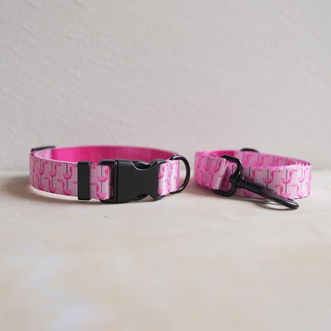 Dog Collars for Large Dogs - Safety Buckle Durable Plastic Light-Weight, Boy Dogs Collar for Extra Dog Collar with Cute Pink Patterns Soft Adjustable (Pink Bird, XL)