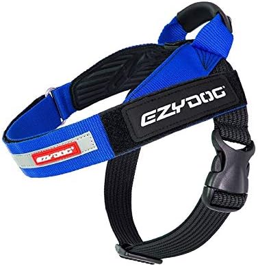 EzyDog Express Dog Harness - Adjustable Dog Harness for Large, Medium, and Small Dogs with Padded Ergonomic Anti-Chafing Design, Grip Handle, & Easy Side Buckle (XS, Blue)