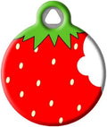 Dog Tag Art Strawberry Personalized Pet ID Tag for Dogs and Cats, Silent Polymer Coated Stainless Steel Nametag with Customized Identification Information - Small .875" Diameter