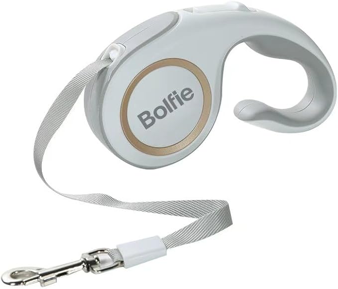 360° Tangle-Free Retractable Dog Leash 16 ft Heavy Duty Reflective Nylon Tape for Small to Medium Dogs Up to 60lbs,Soft Grip, Lock(Medium, White)