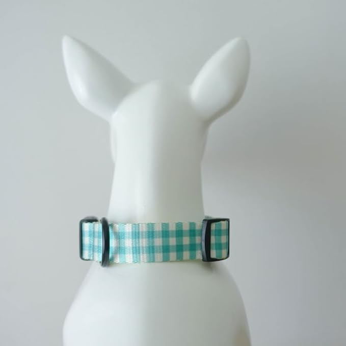 Dog Collars for Medium Dogs - Safety Buckle Durable Plastic Light-Weight, Girl Boy Dogs Collar for Medium Dog Collar with Plaid Patterns Soft Adjustable (Green Plaid, M)