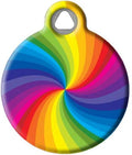 Dog Tag Art Vintage Retro Rainbow Custom Pet ID Tag for Dogs and Cats, Personalized Dog Tag with Customized Identification Information, Rainbow Swirl 1, Large (1.25" Diameter)