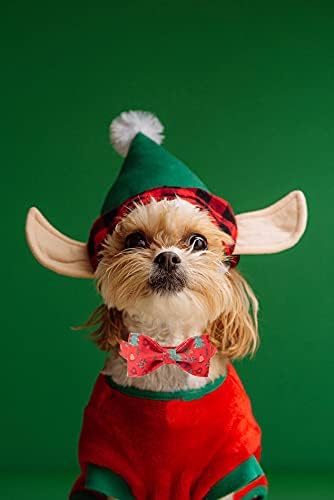 Elegant little tail Christmas Dog Collar,Puppy Collar, Male or Female Dog Collar with Bow Adjustable Soft Bow tie Dog Collars for X-Small Dogs