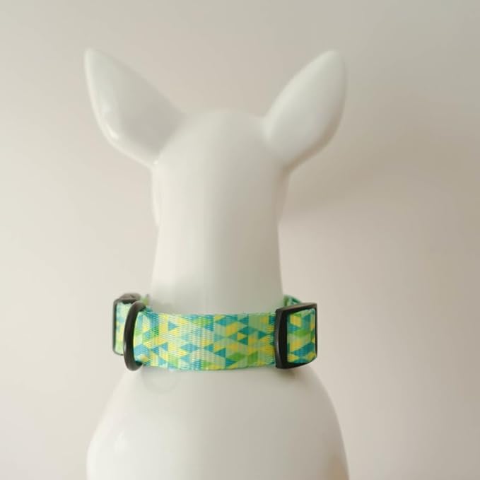 Dog Collars for Large Dogs - Safety Buckle Durable Light-Weight Buckle, Girl Boy Dogs Collar for Big Dog Collar with Plaid Patterns - Soft Adjustable Sturdy Nylon (Green, L)