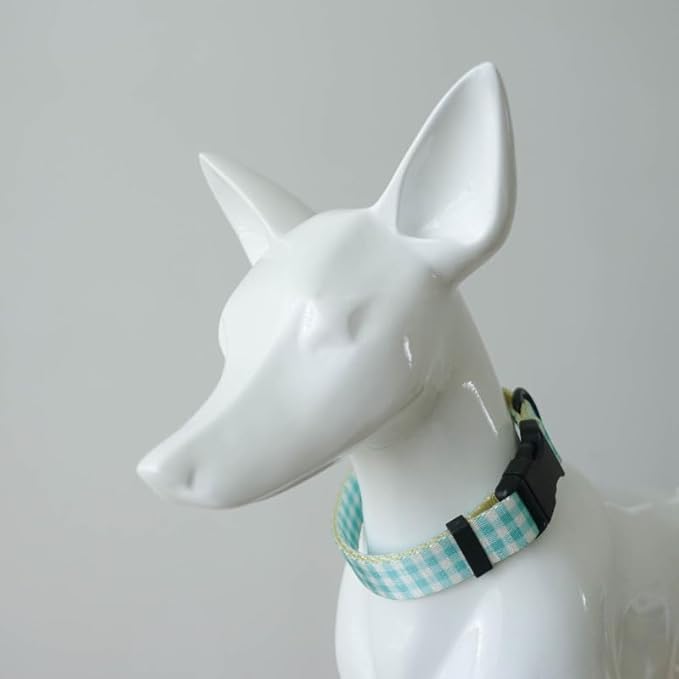 Dog Collars for Small Dogs - Safety Buckle Durable Light-Weight, Girl Boy Dogs Collar for Small Dog Collar with Plaid Patterns Soft Adjustable (Green Plaid, S)