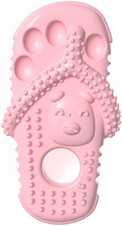 Indestructible Dog Toys for Aggressive Chewers, Durable Chew Toys for Teething Puppies, Loved by Dogs, Soft and Bounces, Not Squeaky，2.44 * 4.72in（Pink）