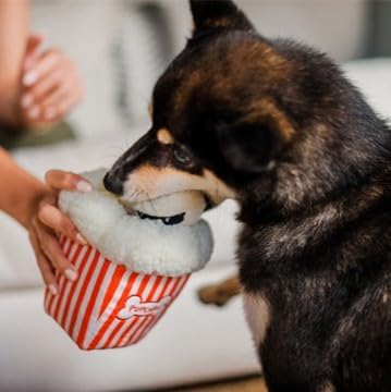 P.L.A.Y. Cute Plush Dog Toys - Hollywoof Cinema, Movie Themed Durable Squeaker Chew Toy, Great for Puppies & Small, Medium, Large Dog Breeds - Machine Washable, Recycled Materials (Poppin' Pupcorn)