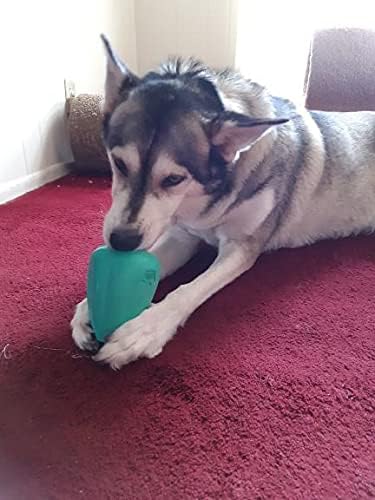 Chew King by Mammoth Premium Treat Dispensing Dog Toy, Durable Natural Rubber Chew Toy, Safety Air Vent, Interactive Enrichment Toy for Aggressive Chewers, XL Pack of 2- Teal