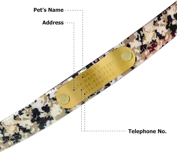 Regal Dog Products Medium Camo Hunting Dog Collar with Custom Engraved Name Plate & Black Hardware | Waterproof Personalized Dog Collars for Mid Size Dog | Other Sizes for Puppies, Small & Large Dogs