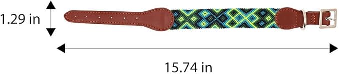 Eternia Premium Leather Dog Collar - Adjustable Handcrafted Collar for Small to Large Dogs (Blue/Green, S)