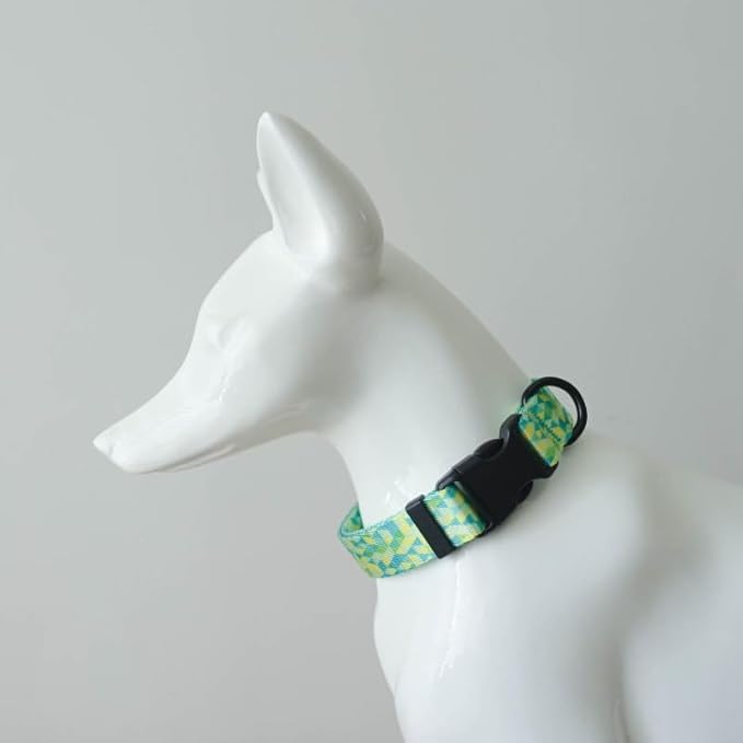 Dog Collars for Medium Dogs - Safety Buckle Durable Plastic Light-Weight, Girl Boy Dogs Collar for Medium Dog Collar with Cute Plaid Patterns Soft Adjustable (Green, M)