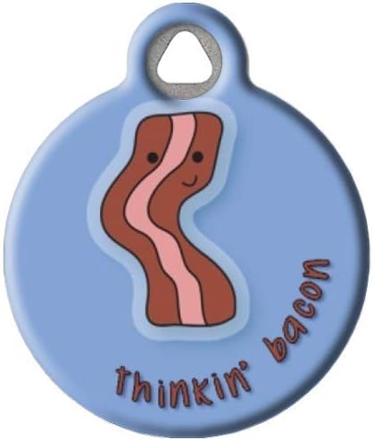 Dog Tag Art Food-Themed Custom Pet ID Tags for Dogs and Cats, Personalized Dog Tags with Customized Identification Informatio - Thinkin' Bacon - Large