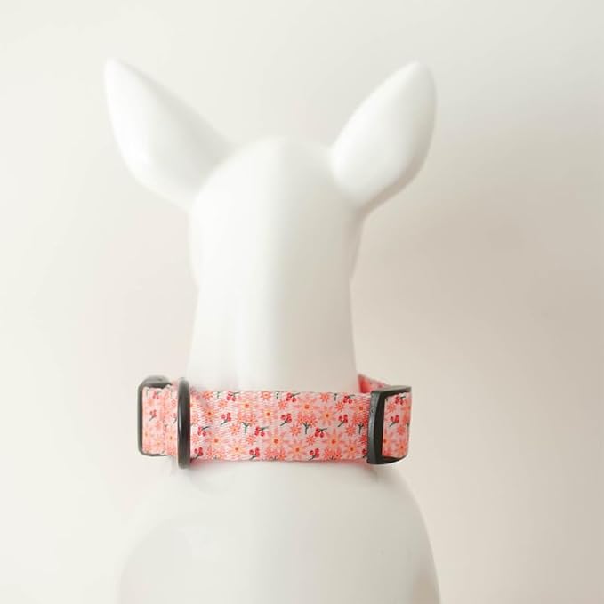 Dog Collars for Medium Dogs Girl - Safety Buckle Durable Light-Weight, Medium Dogs Collar for Dog Collar Pink Flower Patterns Soft Adjustable (Pink, L)
