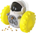 Interactive Pet Food Dispenser Toy for Dogs and Cats, Treat Dispensing Rolling Ball with Textured Wheels, Available in Yellow, Green, Black (Yellow)