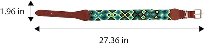 Eternia Premium Leather Dog Collar - Adjustable Handcrafted Collar for Small to Large Dogs (Blue/Green, XL)