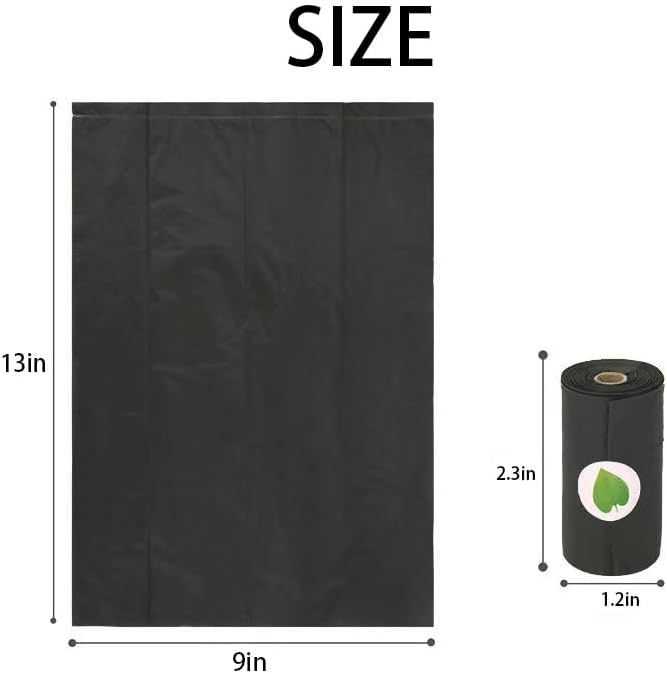 Dog Waste Bag Leak Proof Extra Thick Refill Rolls 240 Bags 16 Rolls w/Dispenser 13 x 9 Inch Black