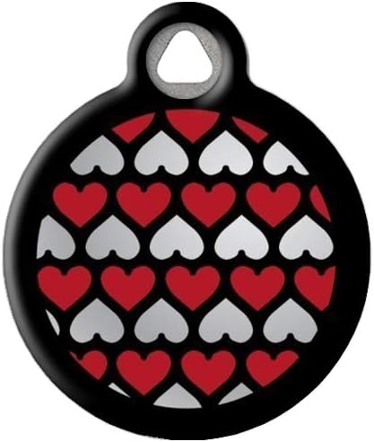 Dog Tag Art Love Struck Lupine Pattern Personalized Pet ID Tag for Dogs and Cats, Silent Polymer Coated Stainless Steel Nametag with Customized Identification Information, Large 1.25" Diameter