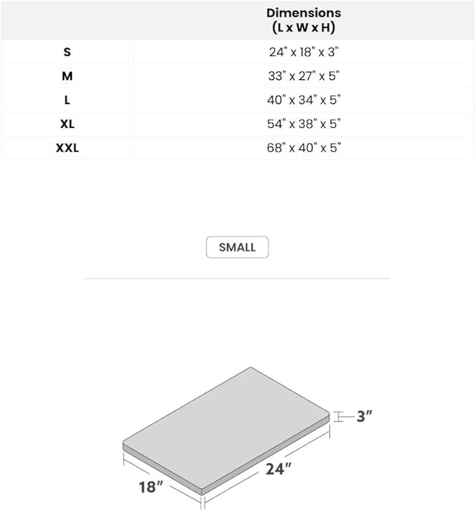 K9 Ballistics Tough Rip-Stop Orthopedic Rectangle Dog Bed Removable Washable Cover, Solid Orthopedic Foam for Size S Dogs 24"x18", Blue Quartz
