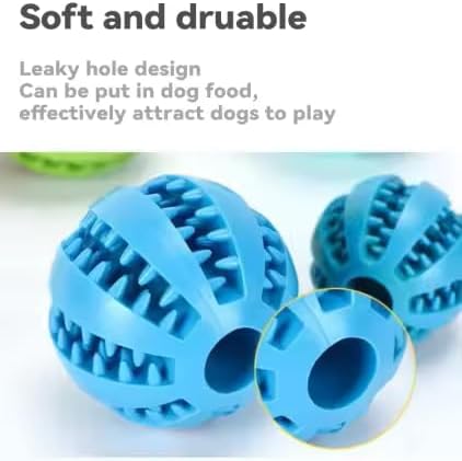 PAW-FECT Piece Dog Treat Dispenser Toy Ball, Soft and Durable Natural Rubber Teeth Cleaning Interactive Dog Toy Dogs, Pack of 2 (1 Red/1 Green) 2.8" Perfect Sized