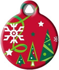 Dog Tag Art Christmas Cheer Lupine Pattern Personalized Pet ID Tag for Dogs and Cats, Silent Polymer Coated Stainless Steel Nametag with Customized Identification Information, Small .875" Diameter