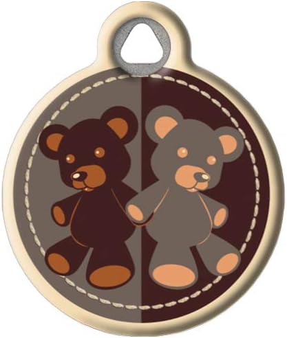 Dog Tag Art Teddy Bear Lupine Pattern Personalzied Pet ID Tag for Dogs and Cats, Silent Polymer Coated Stainless Steel Nametag with Customized Identification Information, Large 1.25" Diameter