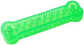 Interactive Dog Bone Toy, Green TPR Rubber, 6.3 Inch Dental Chew with Hidden Treat Compartment, Puzzle Food Dispenser for Small and Large Dogs (Green, Large)