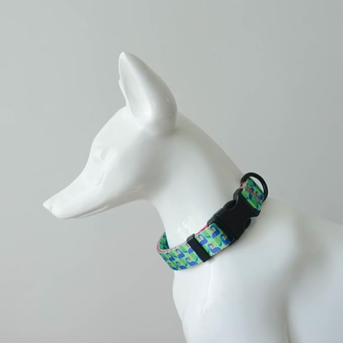 Dog Collars for Large Dogs - Safety Buckle Durable Light-Weight, Boy Girl Dogs Collar for Big Dog Collar with Cute Patterns - Soft Adjustable (Green&Pink, L)
