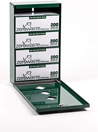 Zero Waste USA - Gloss Green Rust Proof Aluminum Mini Dog Waste Station – UV Protected to Eliminate Color Fading – Roll Bag System (most popular bags) – Plus Free 400 dog waste bags - no trash can