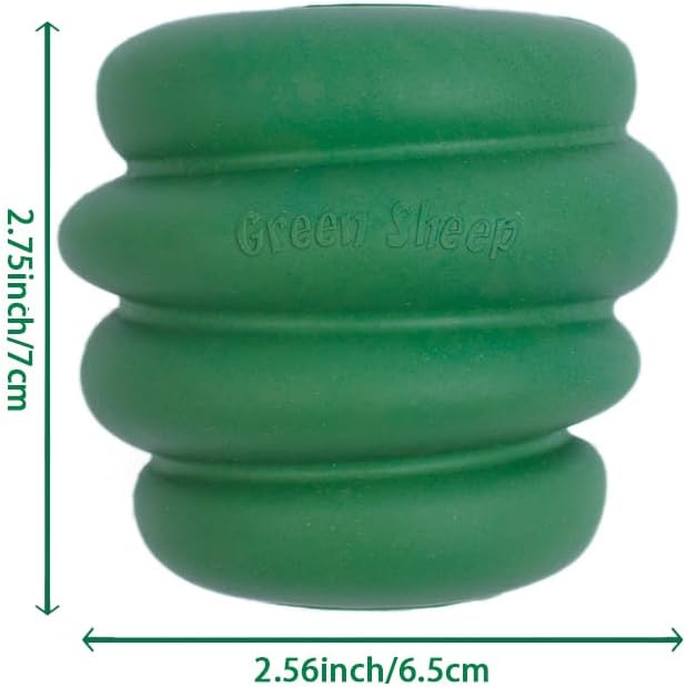 Green Sheep Natural Rubber Dog Ball, Indestructible Dog Toy for Small to Medium Dogs, Durable Chew Toy for Aggressive Chewers, Interactive Puppy Toy with Food Hiding Feature