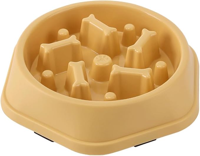 Slow Feed Puzzle Bowl for Dogs – Interactive Anti-Choke Design, Non-Slip & Easy Clean, Ideal for Puppies & Adult Dogs (Yellow)