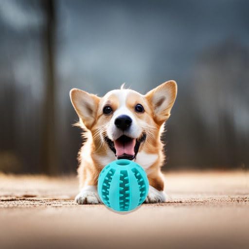2 Pcs Non-Toxic Rubber Dog Toy Ball, 2.75 inch Durable & Tough Rubber Dog Treat Dispensing Puzzle Ball Chew Toy & IQ Training Toy for Small & Medium Sized Dogs (Blue & Turquoise)