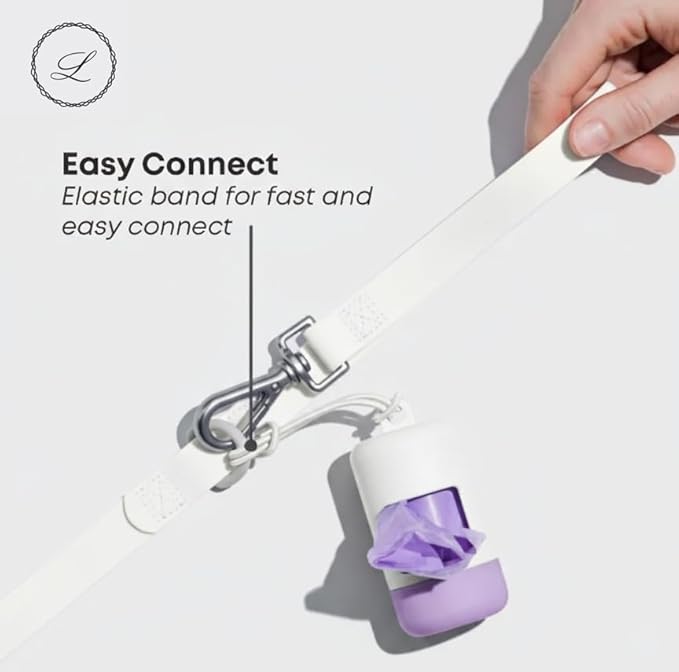 Dog Poop Bag Holder (2-Pack) | With 30 Extra-thick Dog Bags for Poop | Waste Bag Dispenser with Premium Soft-Touch Coating | Enlarged Dispense Opening, Stylish Color-Block Design (Lavender Cloud)