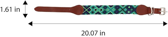 Eternia Premium Leather Dog Collar - Adjustable Handcrafted Collar for Small to Large Dogs (Blue/Green, M)