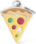 My Family Personalized Pet ID Tag Made in Italy, Pizza, Free Engraved Dog Tag, Hand Enameled Metal, Food Collection