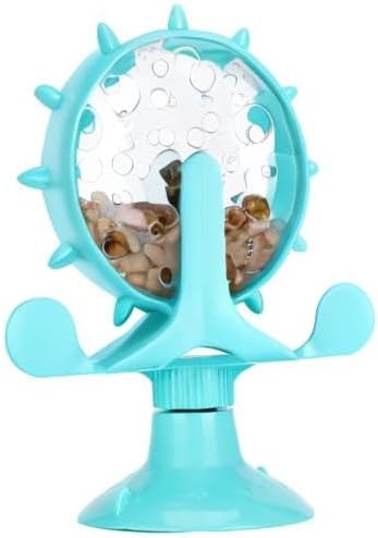 Interactive Cat Food Treats Dispenser Toy, Pet Slow Feeder Feed Training Toy Cat Windmill Toy Dog Food Dispenser, 360° Rotating Windmill Suction Cup Toys for Educational Interactive Training (Blue)