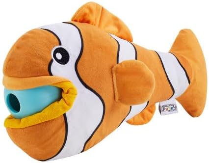 Outward Hound by Nina Ottosson Big Mouthz Interactive Plush Dog Puzzle with Treat Ball, Clownfish, Orange