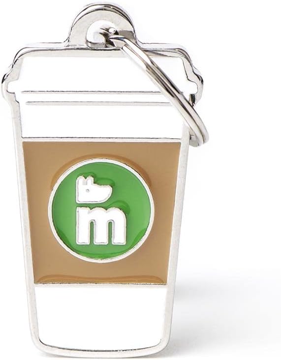 My Family Personalized Pet ID Tag Made in Italy, Coffee, Free Engraved Dog Tag, Hand Enameled Metal, Food Collection